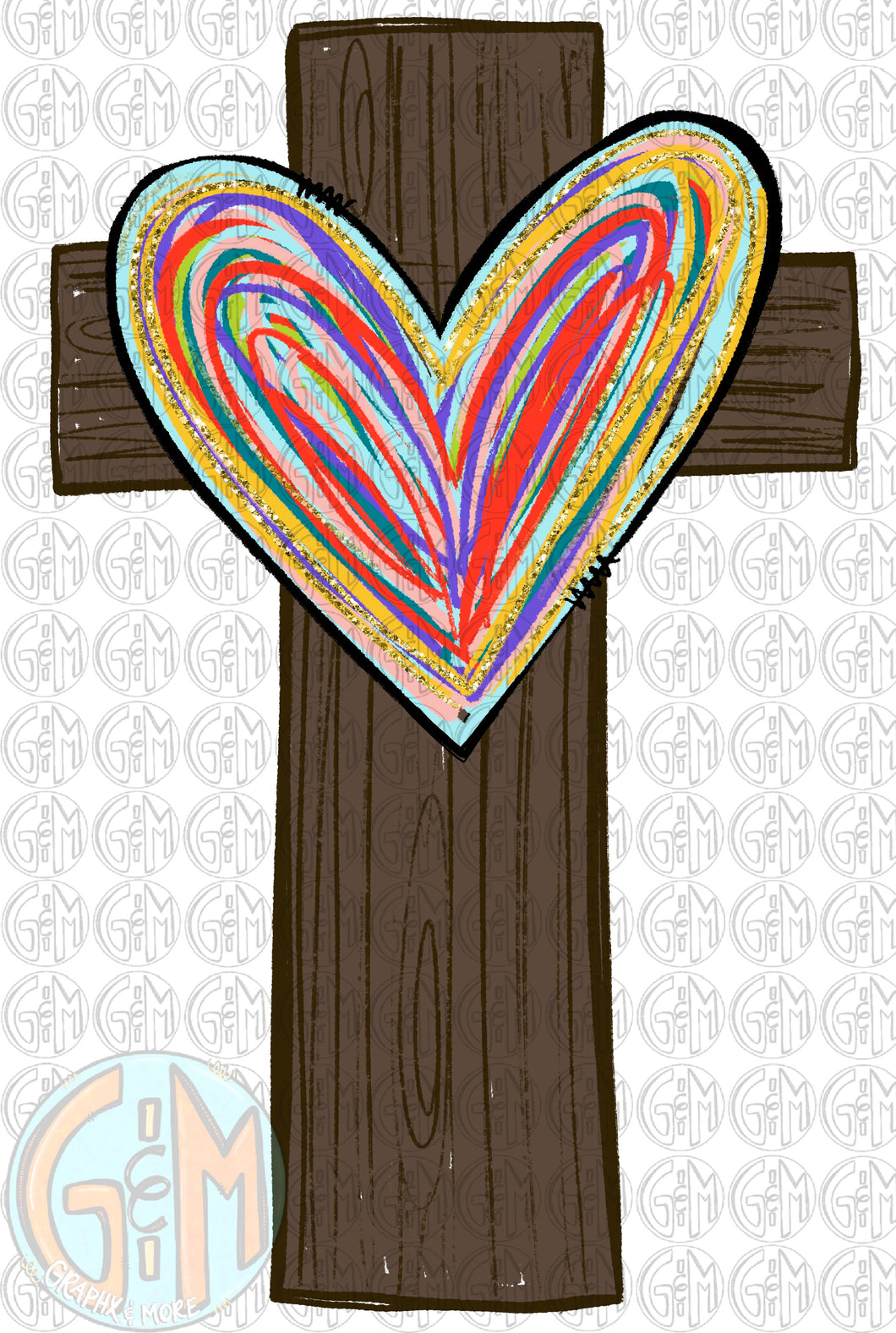 Heart Cross PNG | Hand Drawn | Sublimation Design