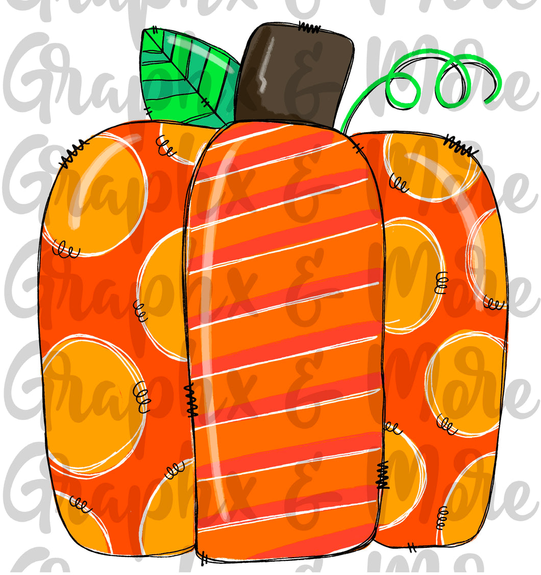 Orange Pumpkin PNG | Sublimation Design | Hand Drawn