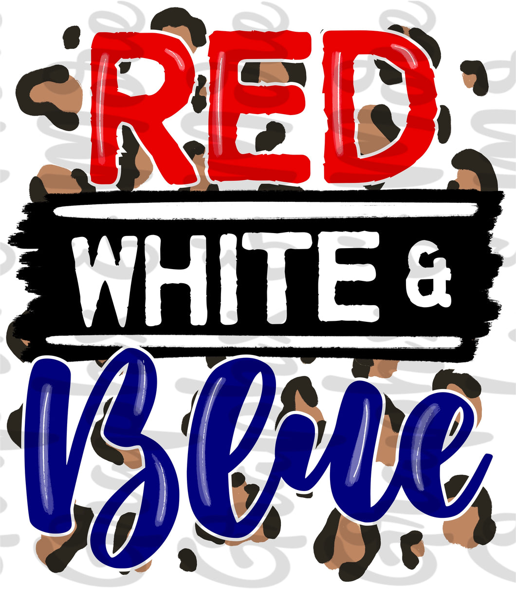 Red White & Blue PNG | Sublimation Design | Hand Drawn