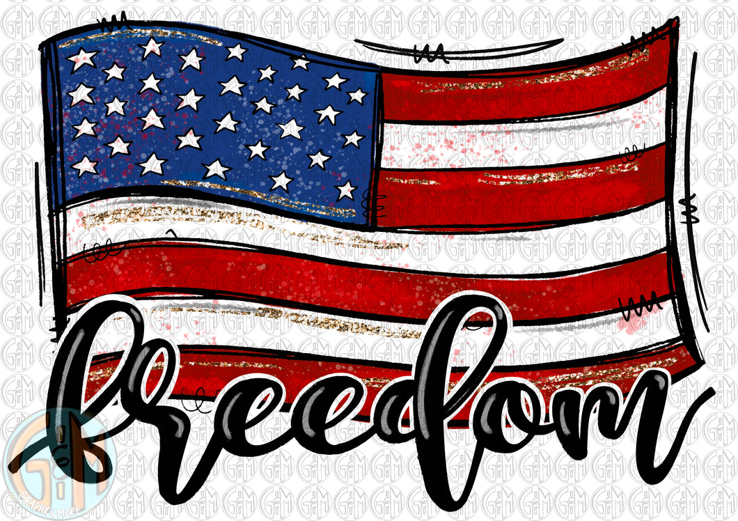 Freedom PNG | Sublimation Design | Hand Drawn