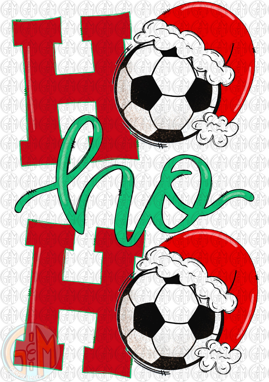 Ho Ho Ho Soccer PNG | Sublimation Design | Hand Drawn