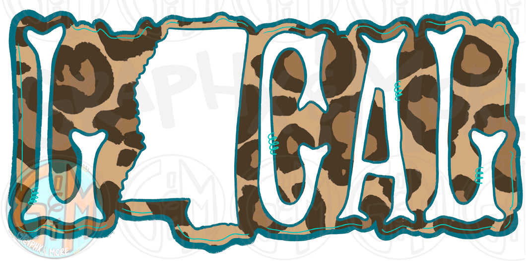 Local MS Leopard and Teal PNG | Sublimation Design | Hand Drawn