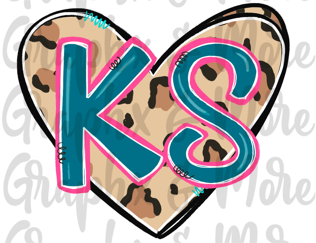 Leopard Heart KS PNG | Kansas | Sublimation Design | Hand Drawn