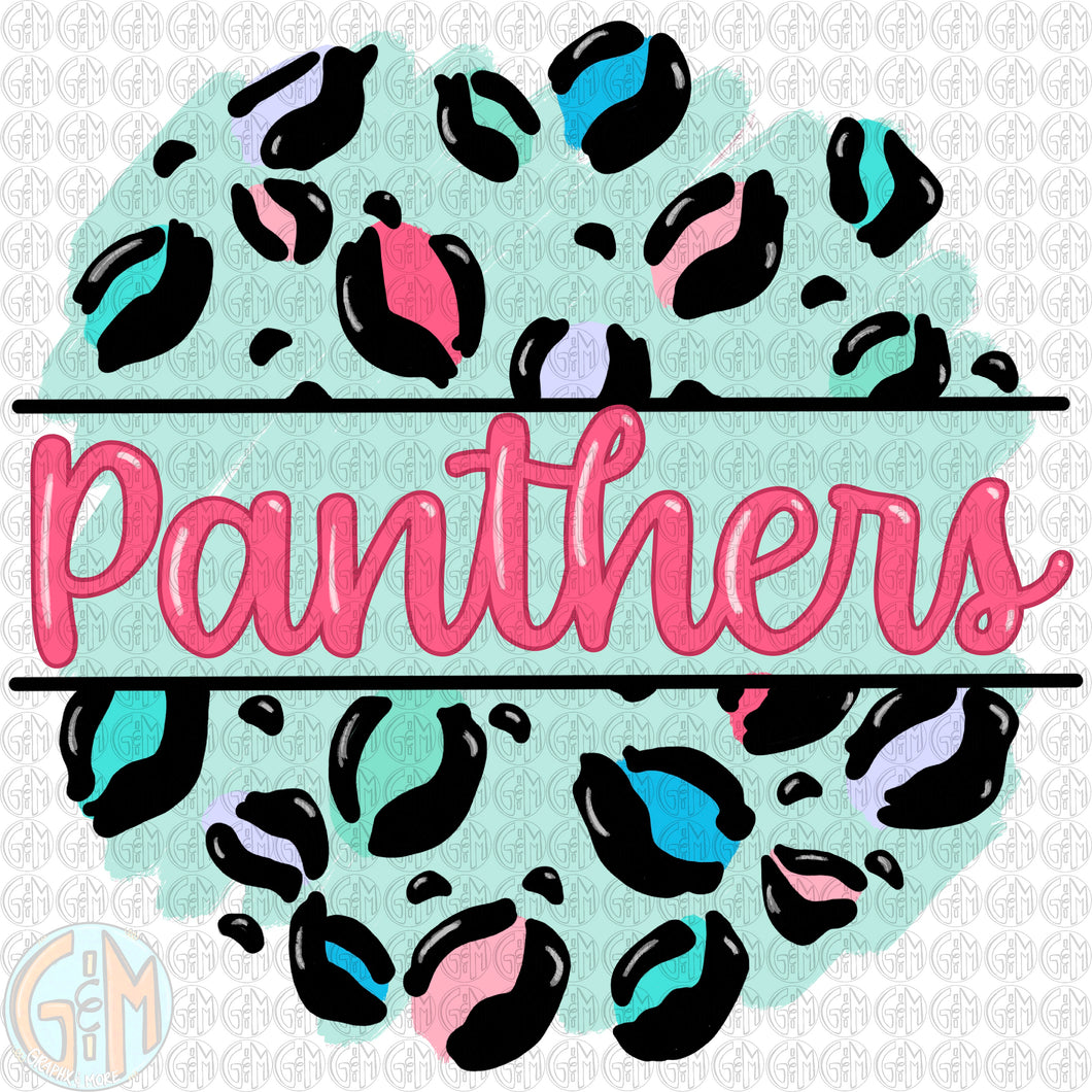 Pastel Leopard Panthers PNG | Sublimation Design | Hand Drawn