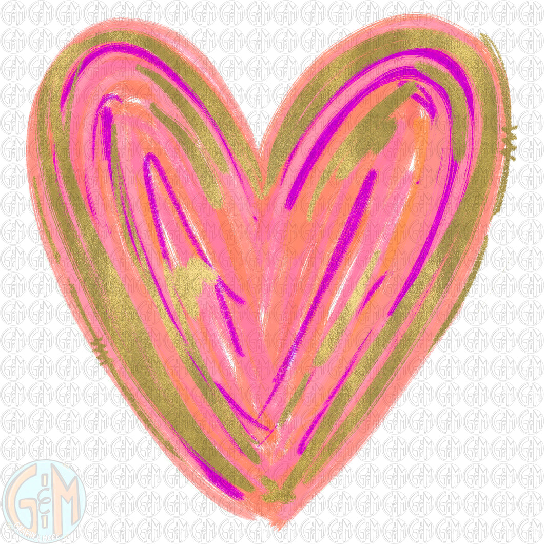 Light Pink Foil Heart PNG | Hand Drawn | Sublimation Design