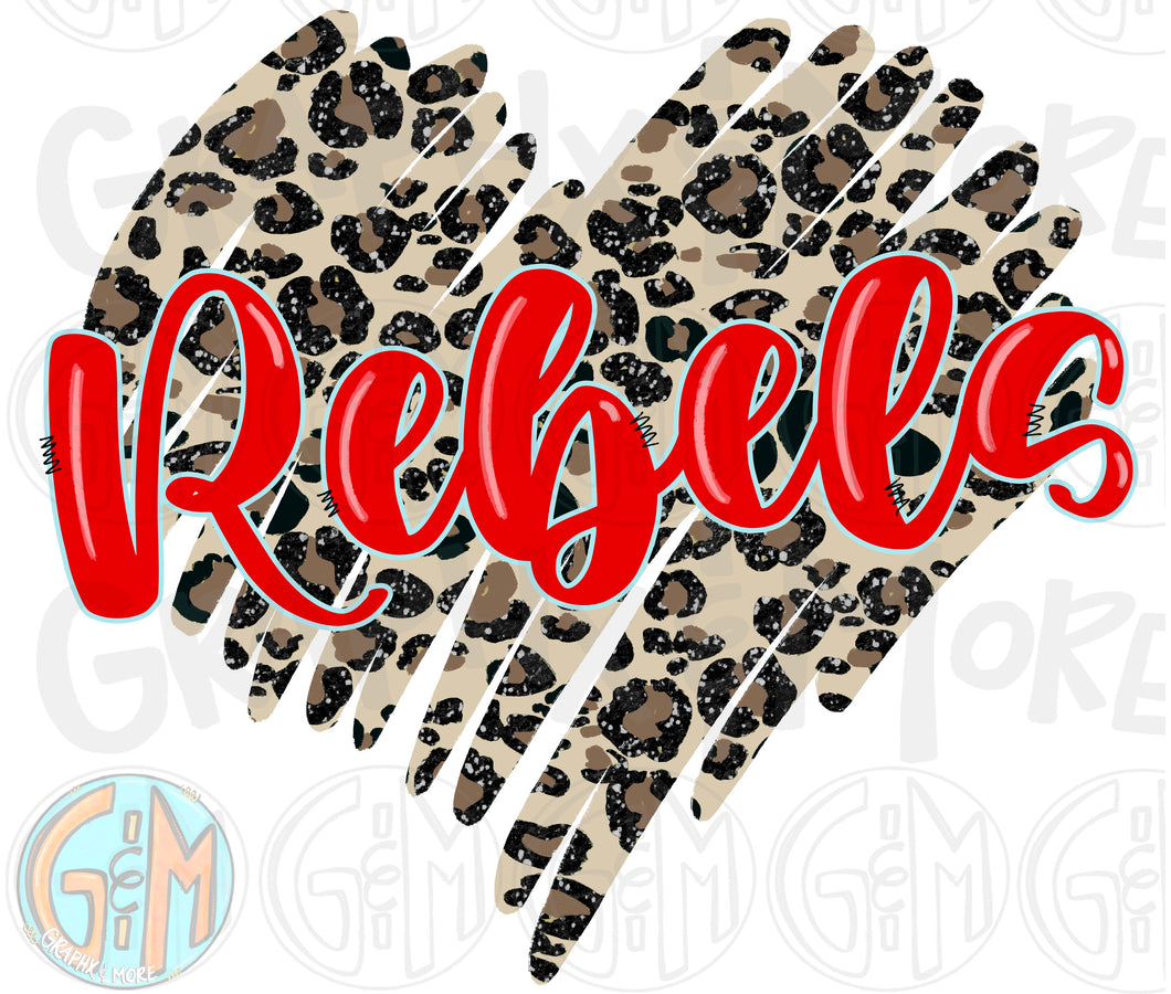 Rebels Leopard Heart PNG | Sublimation Design | Hand Drawn
