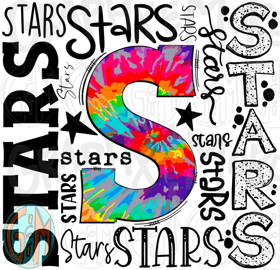 Stars Collage PNG | Sublimation Design | Hand Drawn