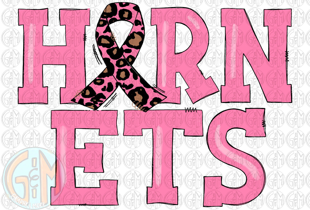 Hornets Breast Cancer PNG | Sublimation Design | Hand Drawn
