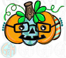 Load image into Gallery viewer, Boy Pumpkin PNG | Sublimation Design | Hand Drawn
