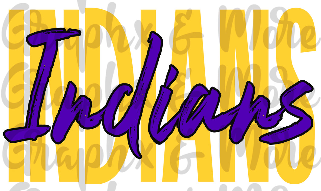 Indians Duo PNG | Purple & Gold | Sublimation Design | Hand Drawn