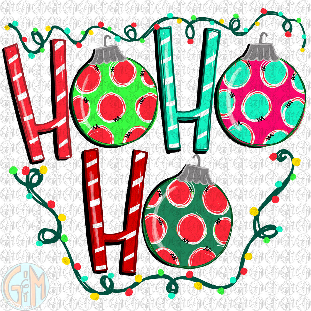 Ho Ho Ho PNG | Sublimation Design | Hand Drawn