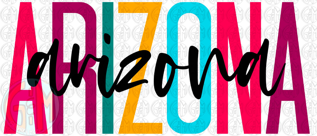 Stacked Arizona PNG | Hand Drawn | Sublimation Design