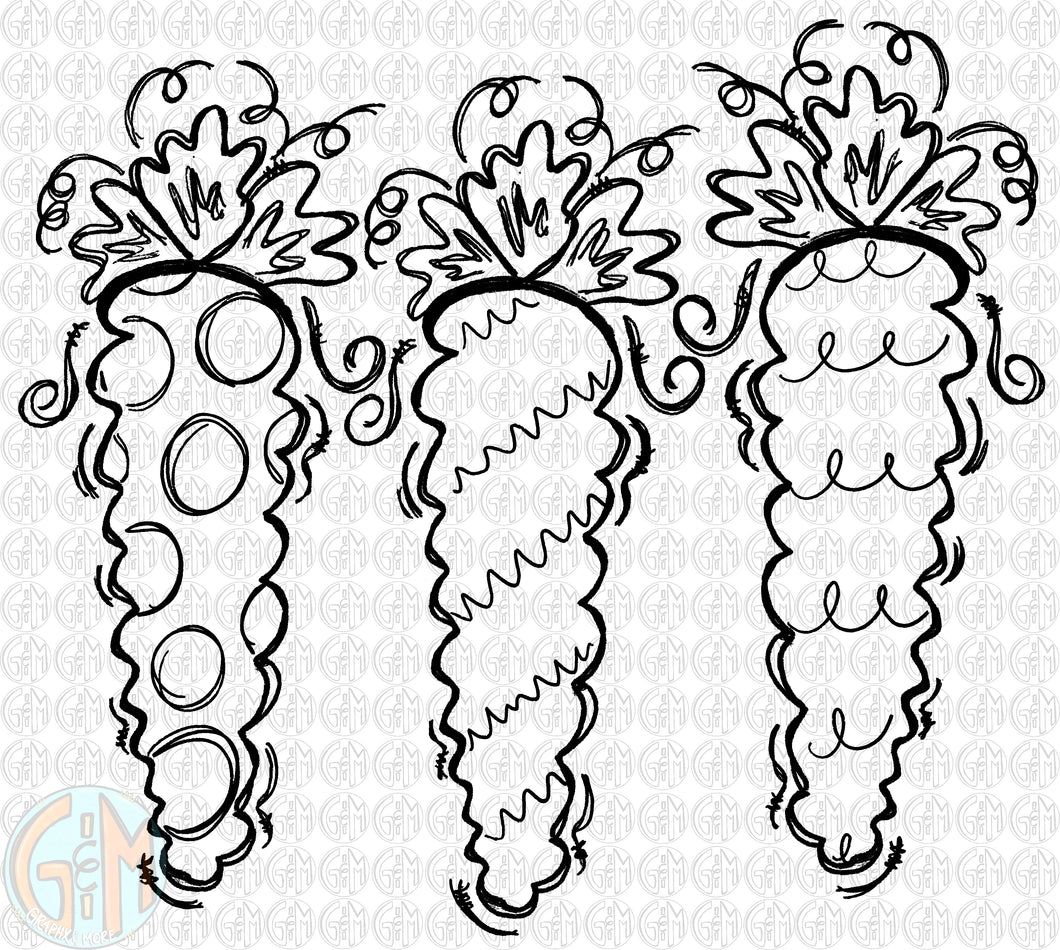 Single Color Carrots PNG | Sublimation Design | Hand Drawn