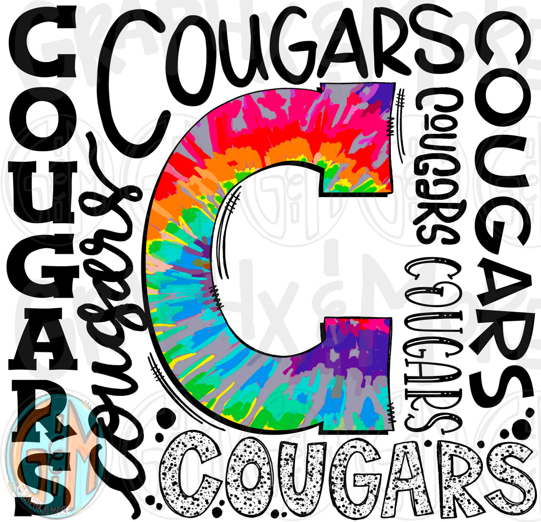 Cougars Collage PNG | Sublimation Design | Hand Drawn