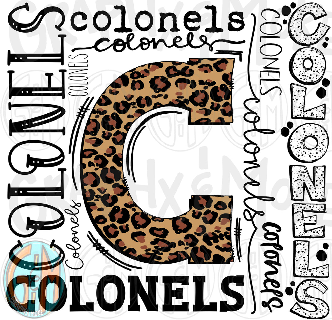 Leopard Colonels Collage PNG | Sublimation Design | Hand Drawn