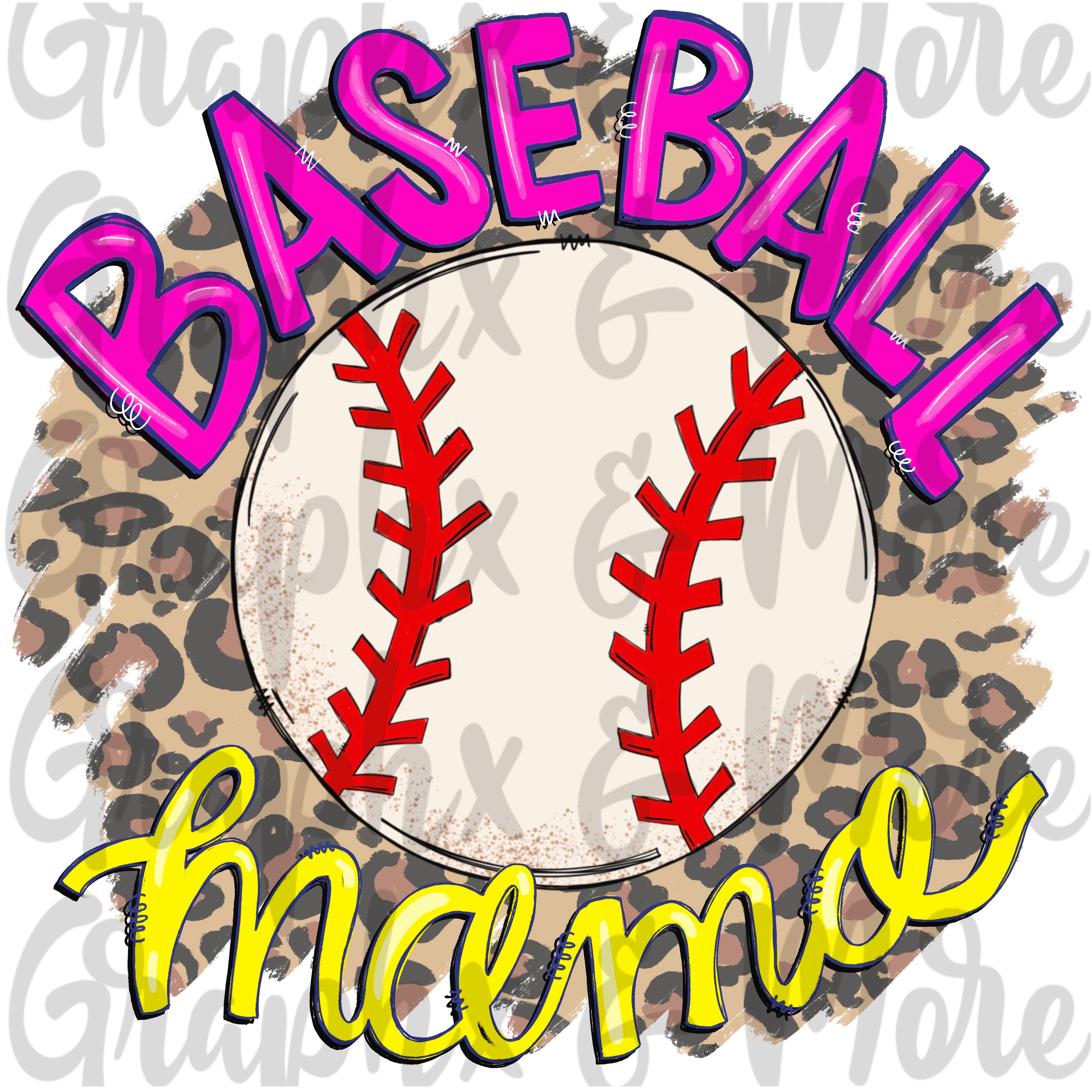 Baseball mama PNG  Heart Leopard baseball sublimation designs Hand Drawn  PNG