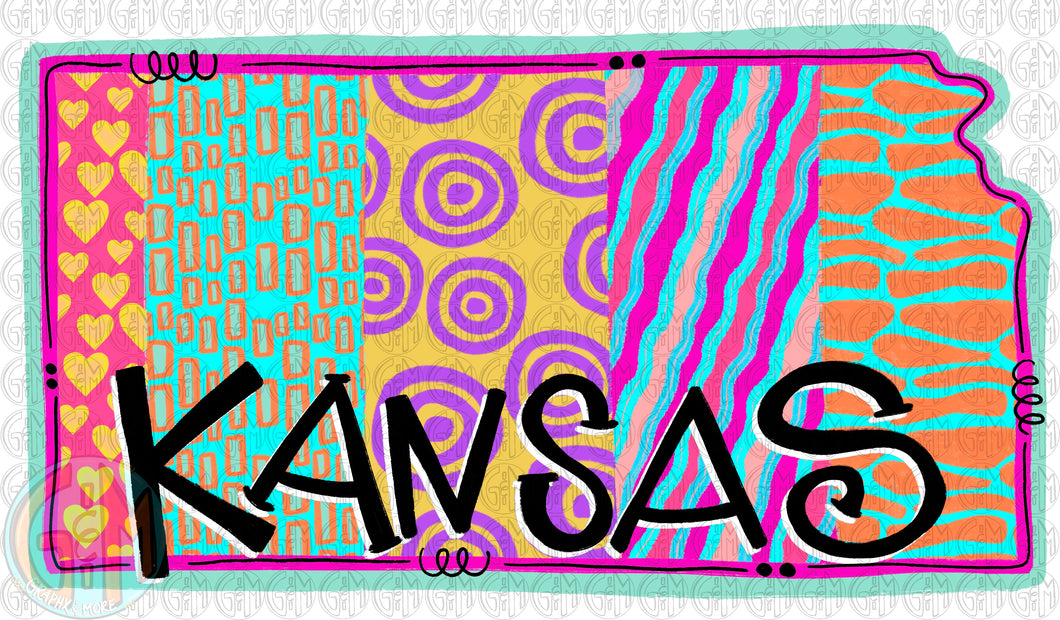 Bright Pattern Kansas PNG | Hand Drawn | Sublimation Design