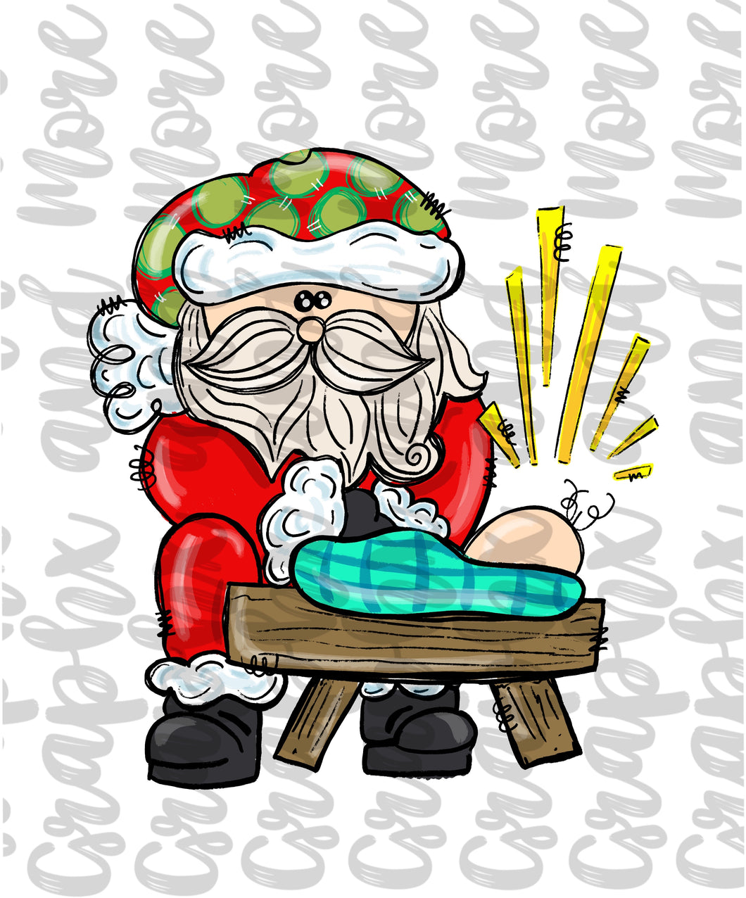 Santa kneeling to Baby Jesus PNG | Sublimation Design | Hand Drawn