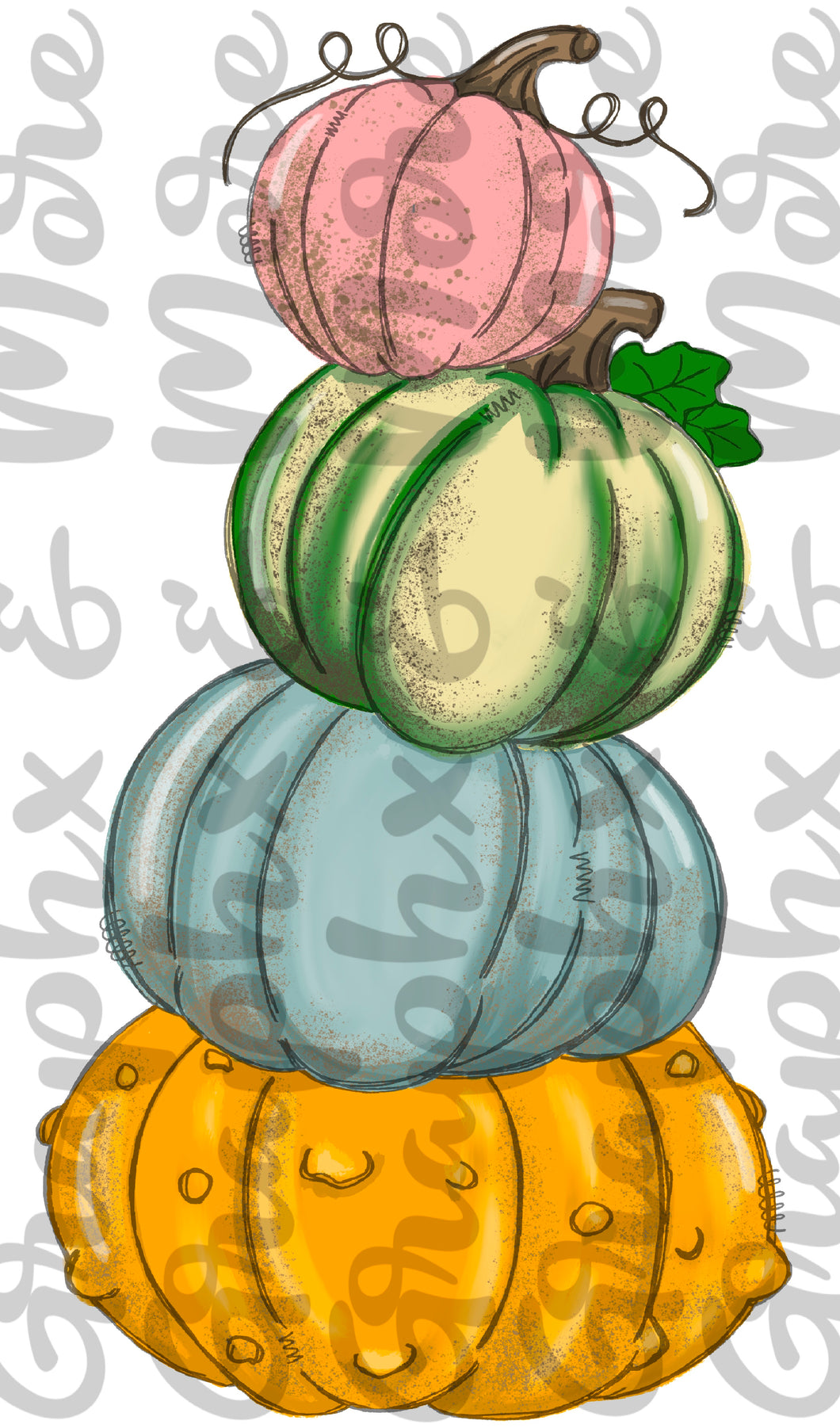 Pumpkin Stack PNG | Sublimation Design | Hand Drawn