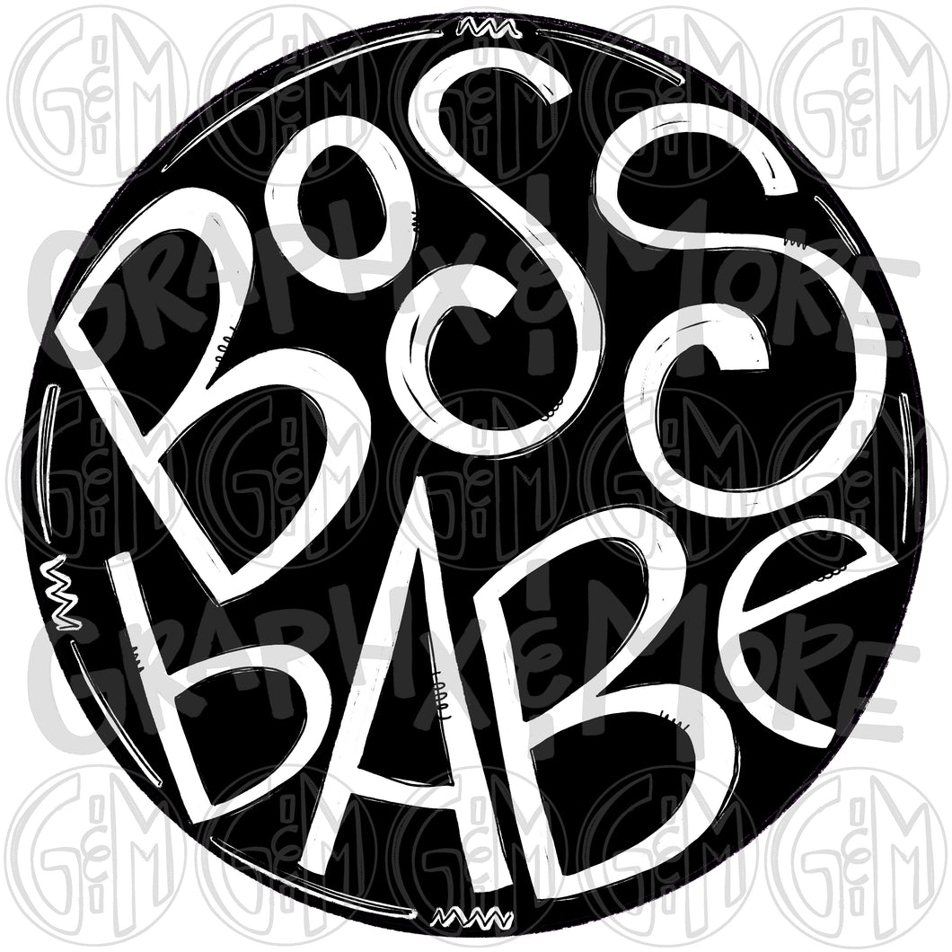 Single Color Boss Babe PNG | Sublimation Design | Hand Drawn