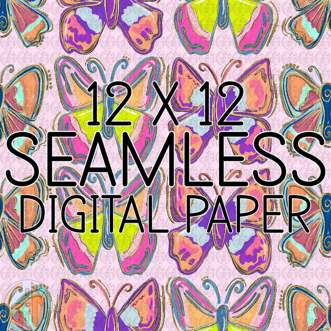 Seamless Butterfly Digital Paper PNG | Sublimation Design | Hand Drawn