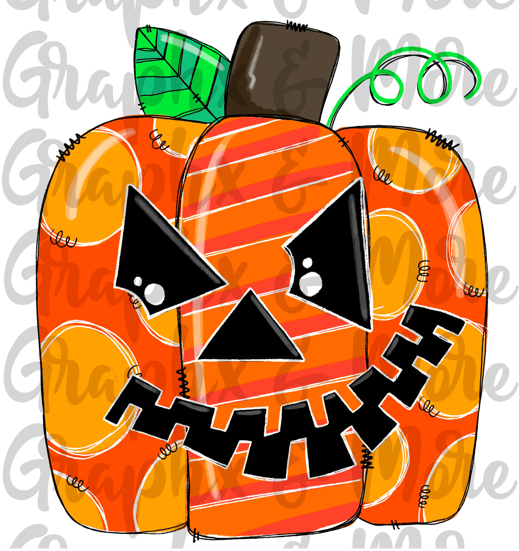 Orange Jack ‘O Lantern PNG | Sublimation Design | Hand Drawn