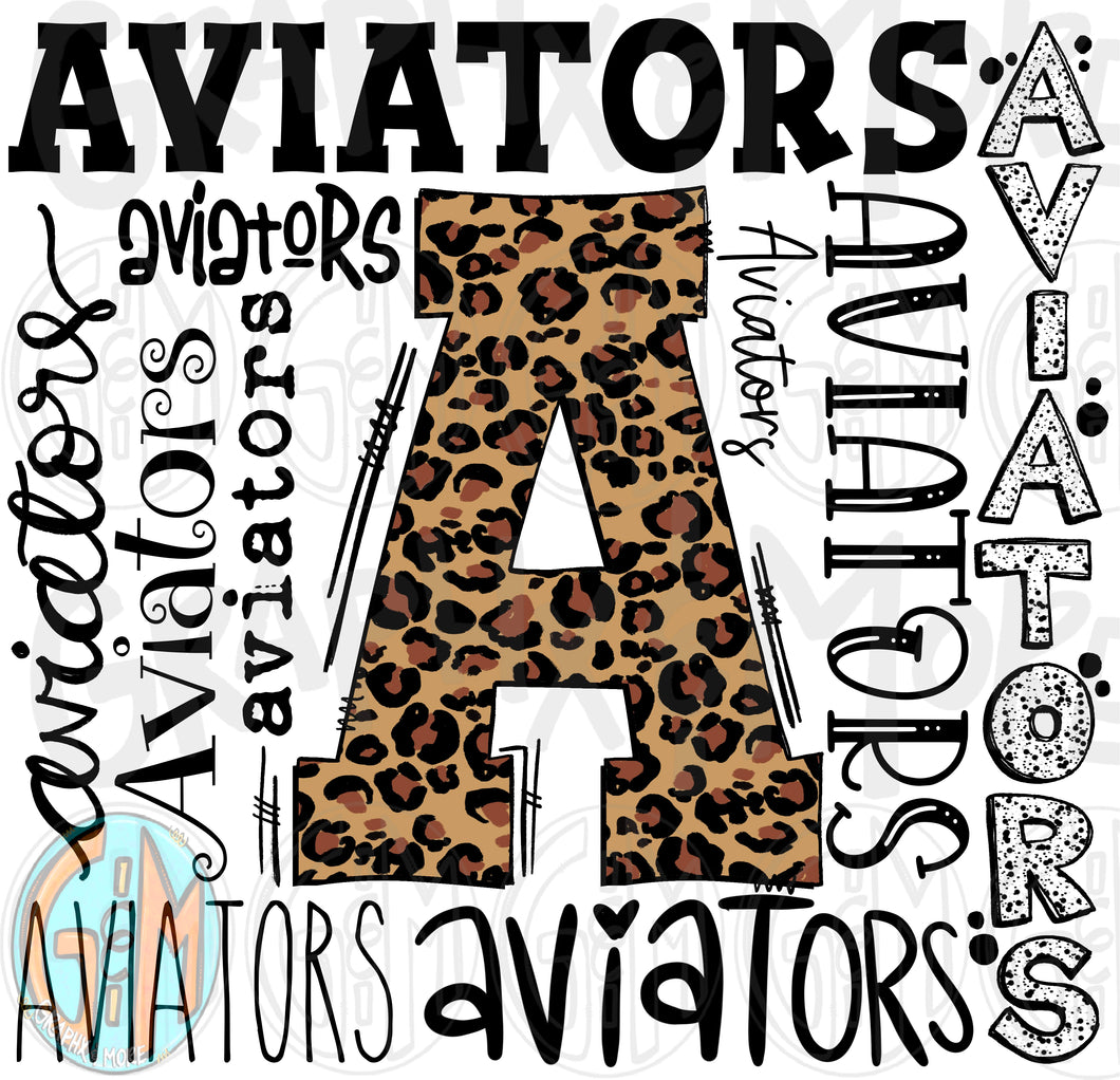 Leopard Aviators Collage PNG | Sublimation Design | Hand Drawn