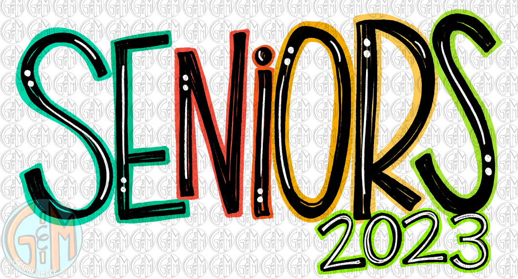 Seniors 2023 Doodle PNG | Sublimation Design | Hand Drawn