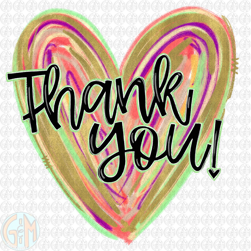 ***FREEBIE***  Heart Thank You PNG | Hand Drawn