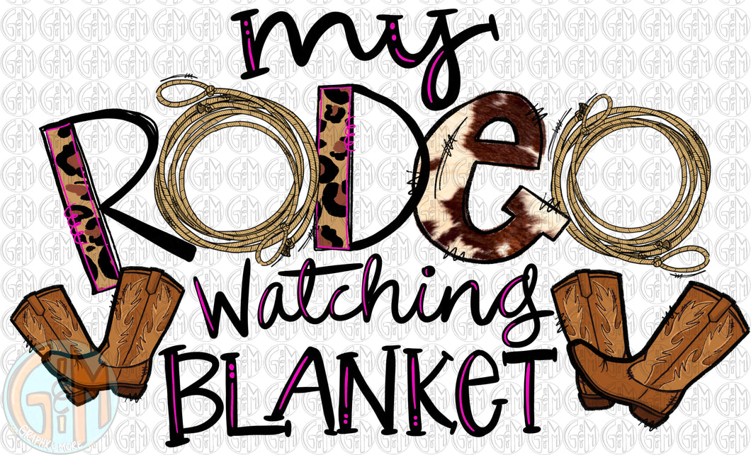 Pink Rodeo Watching Blanket PNG | Sublimation Design | Hand Drawn