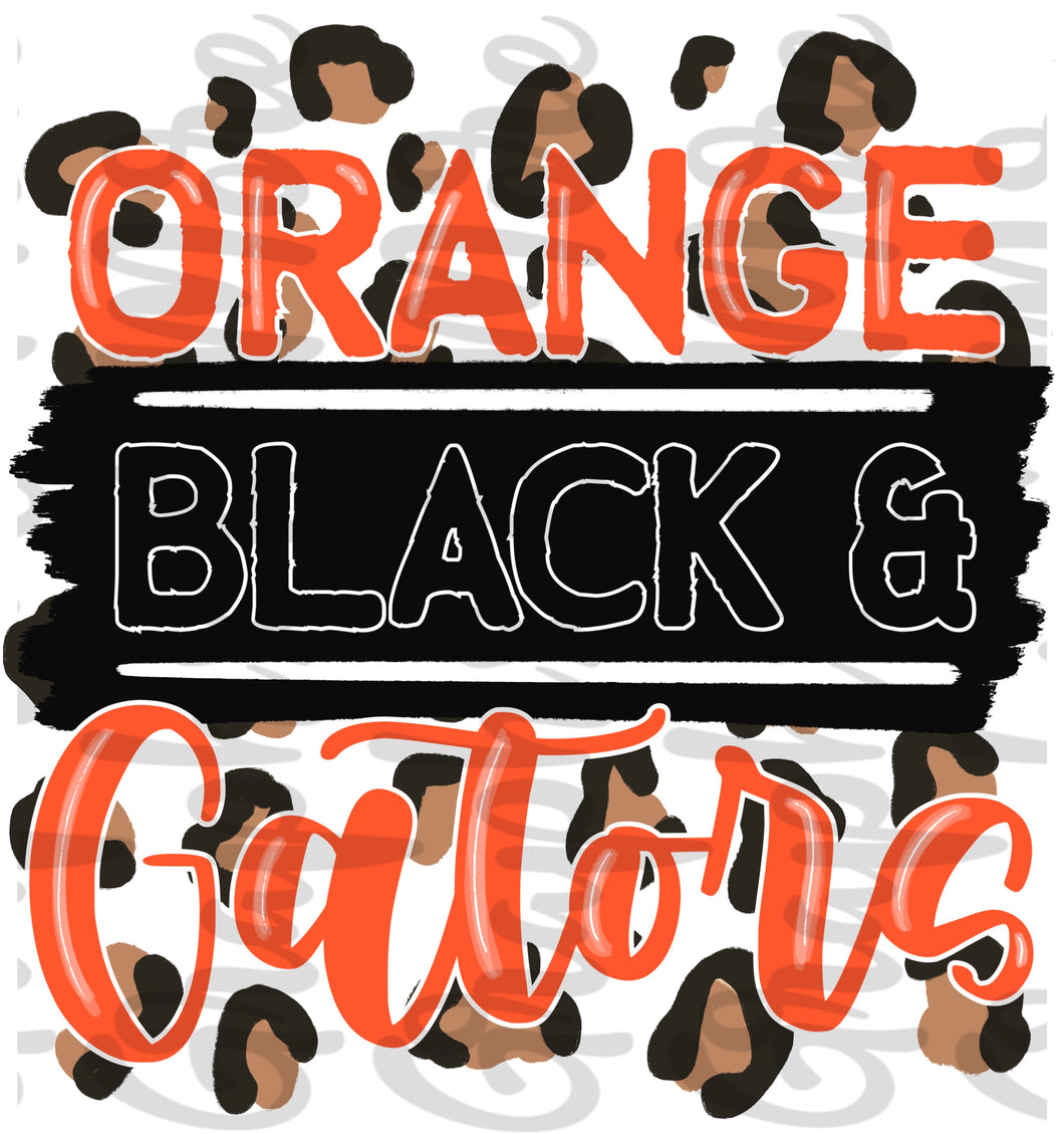 Orange, Black & Gators | Sublimation Design | Hand Drawn