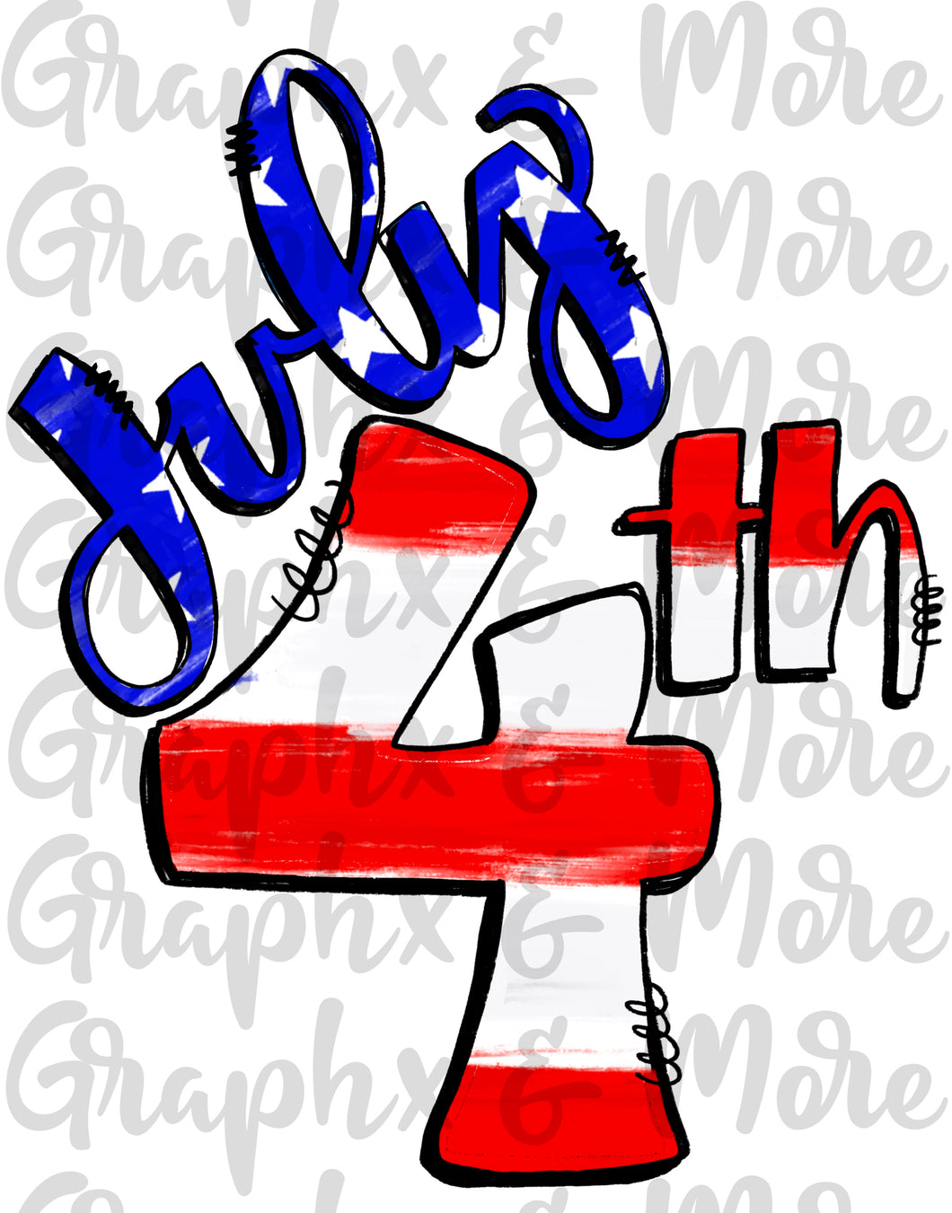 July 4th PNG | Sublimation Design | Hand Drawn