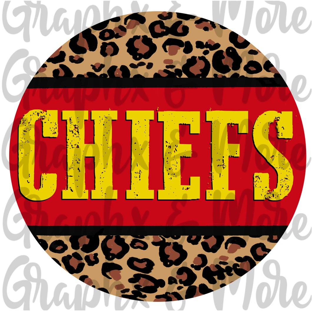 Chiefs Round PNG | Red & Gold | Sublimation Design | Hand Drawn