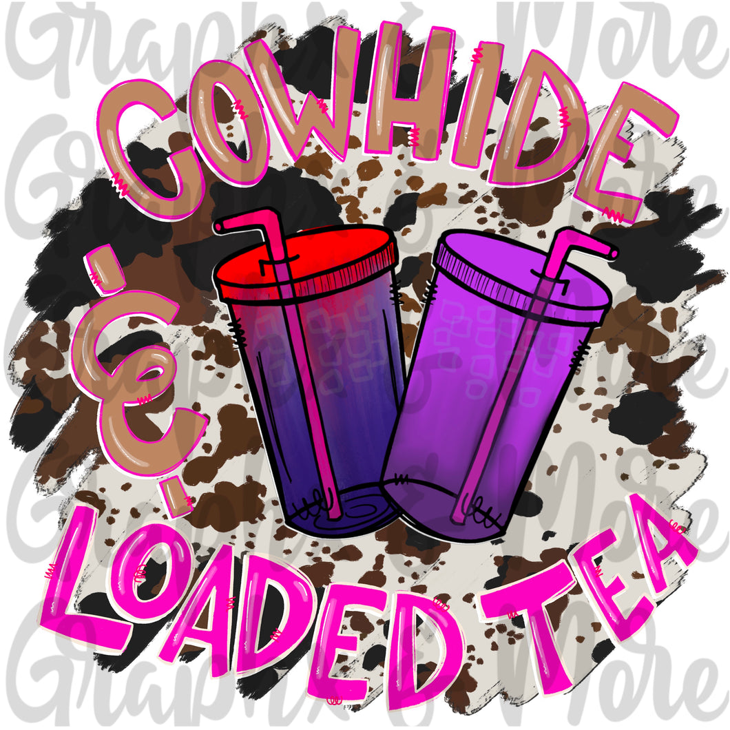 Cowhide & Loaded Tea PNG | Hand Drawn | Sublimation Design