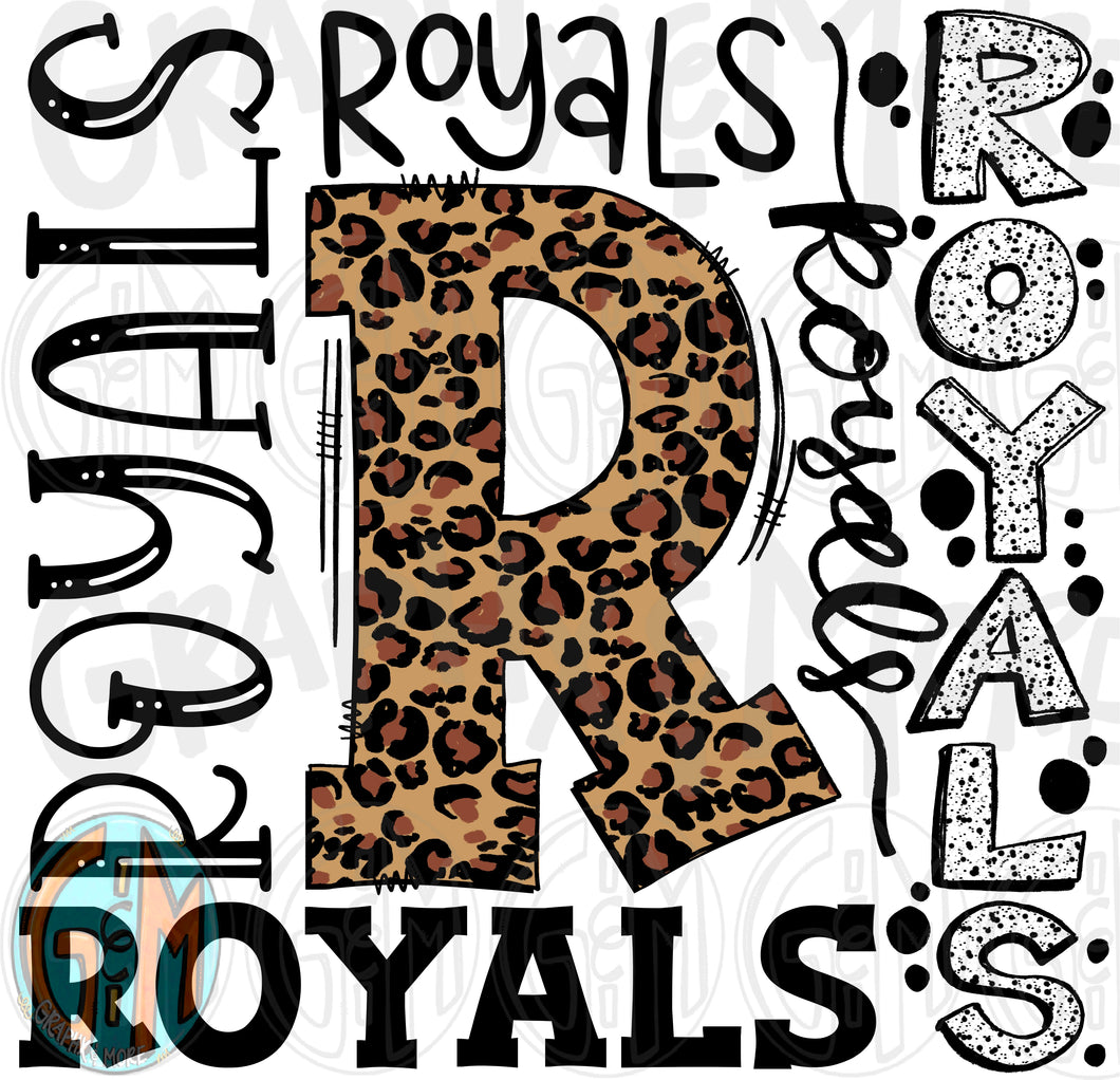 Leopard Royals Collage PNG | Sublimation Design | Hand Drawn