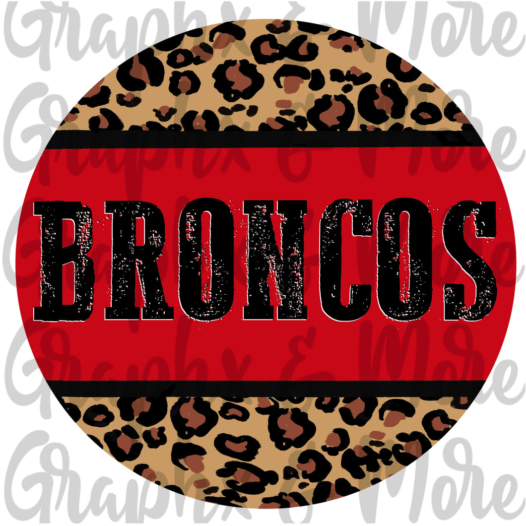 Broncos Round PNG | Red & Black | Sublimation Design | Hand Drawn