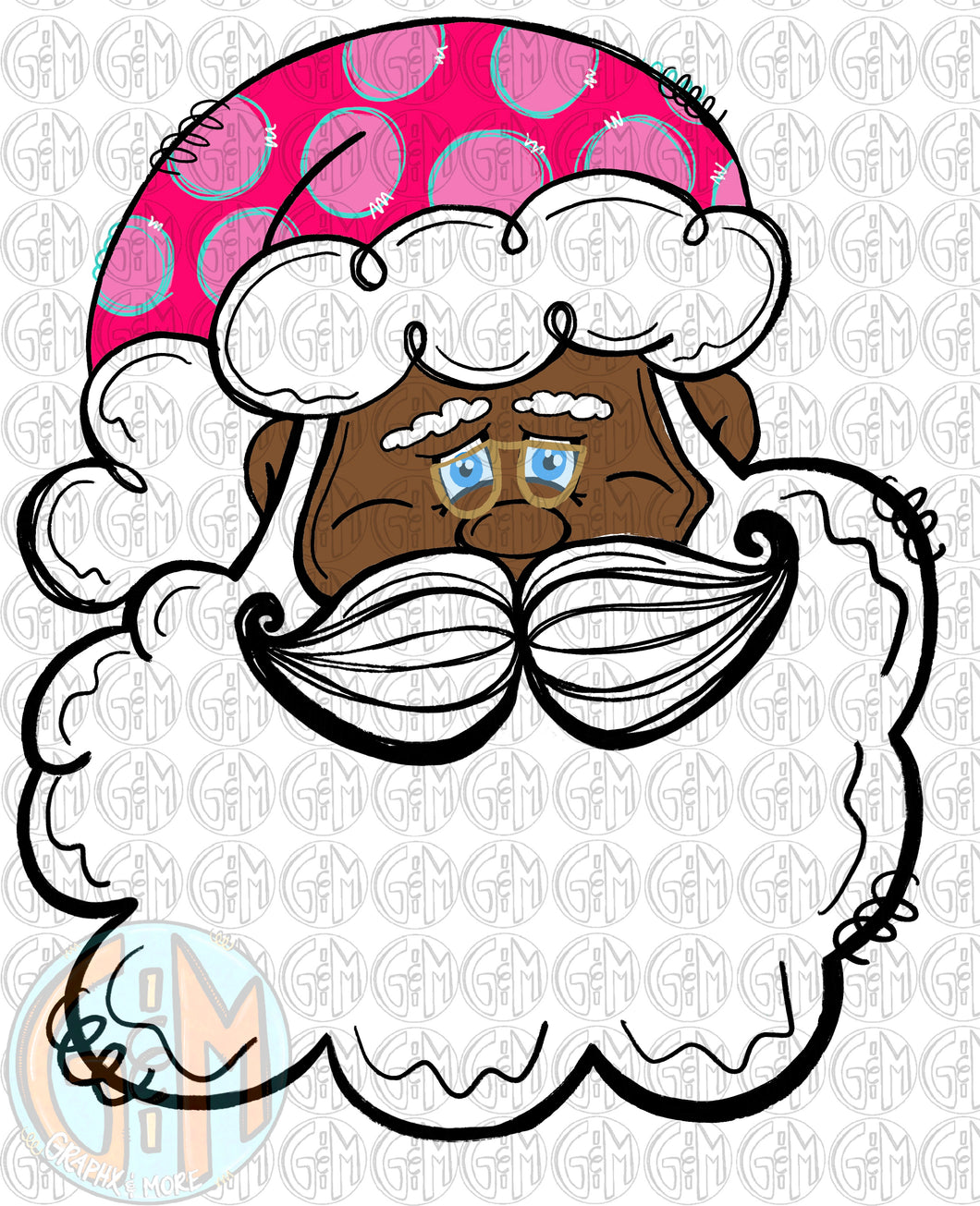 Pink Santa PNG | Sublimation Design | Hand Drawn