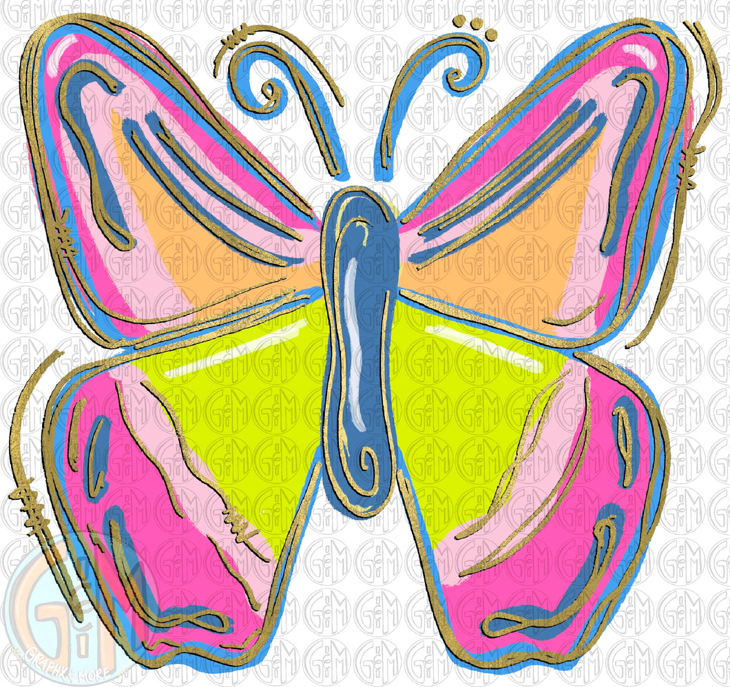 Butterfly 3 PNG | Sublimation Design | Hand Drawn