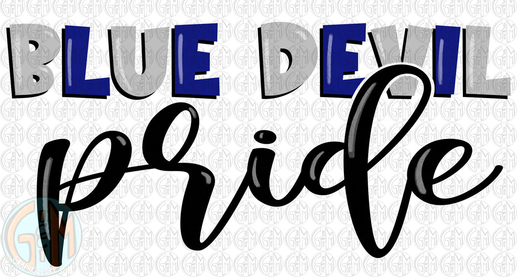Blue Devil Pride PNG | Sublimation Design | Hand Drawn
