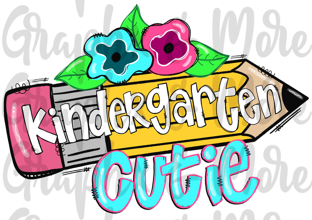 Kindergarten Cutie PNG | Sublimation Design | Hand Drawn