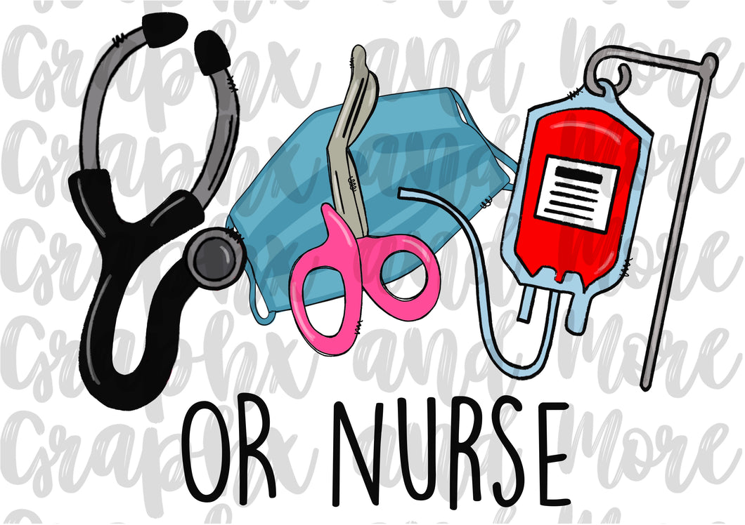 OR Nurse PNG | Sublimation Design | Hand Drawn