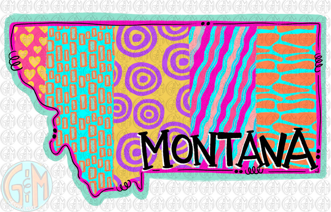 Bright Pattern Montana PNG | Hand Drawn | Sublimation Design