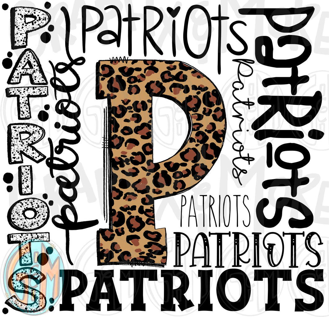 Leopard Patriots Collage PNG | Sublimation Design | Hand Drawn