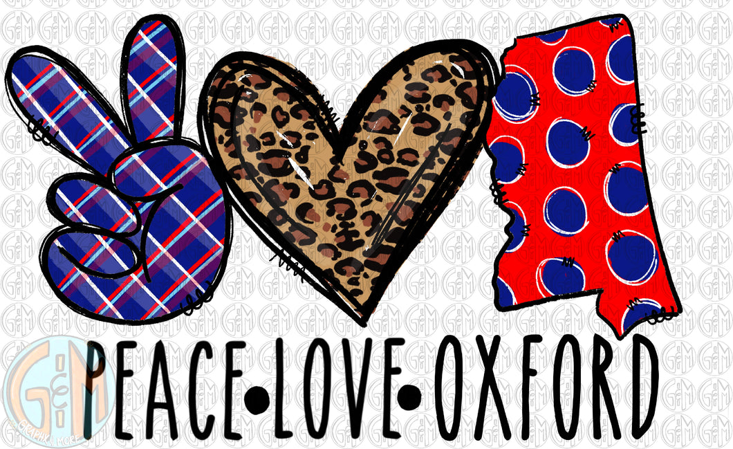 Peace Love Oxford PNG | Hand Drawn | Sublimation Design