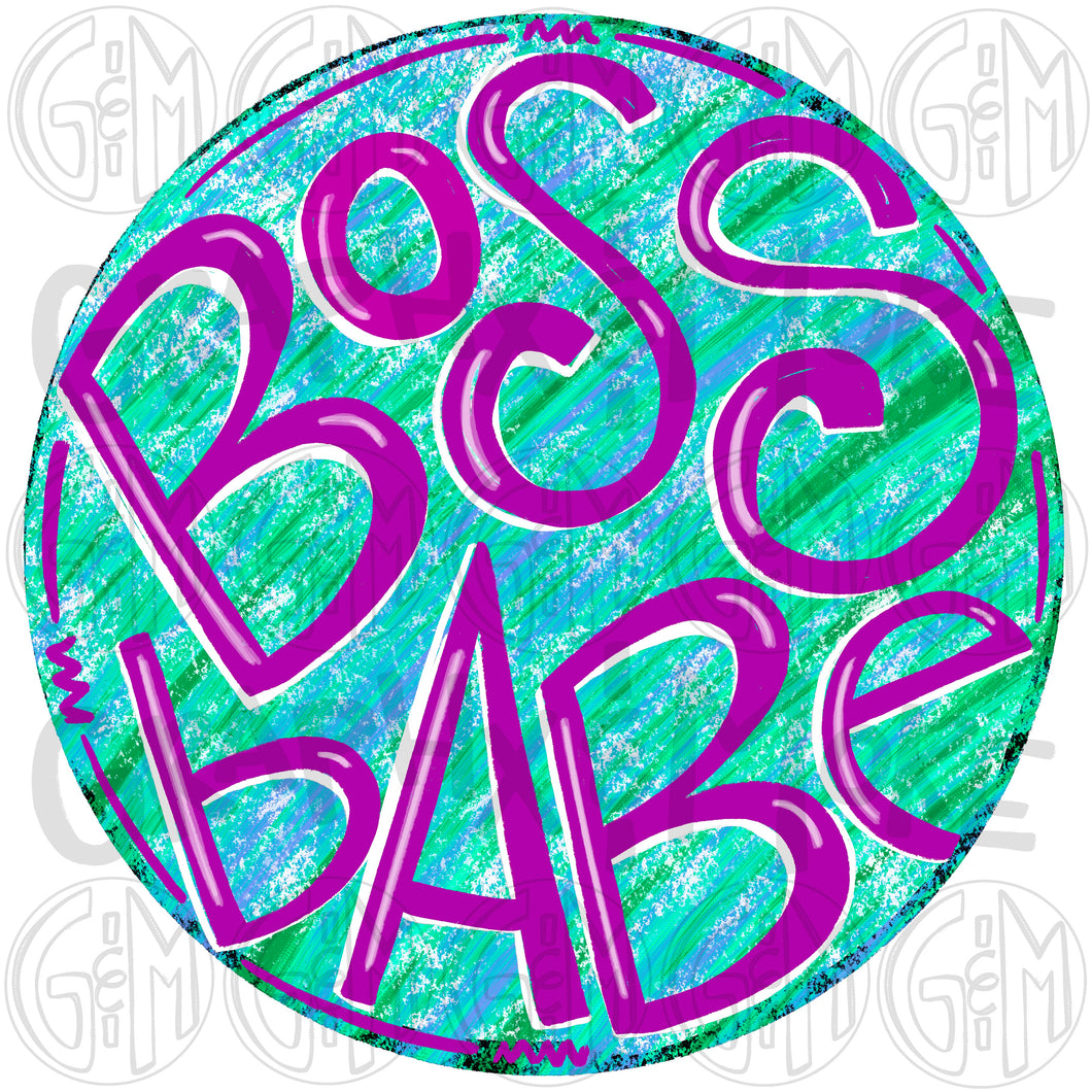 Purple Boss Babe PNG | Sublimation Design | Hand Drawn