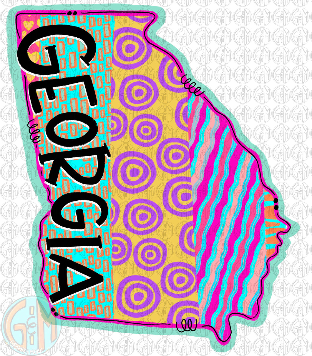 Bright Pattern Georgia PNG | Hand Drawn | Sublimation Design