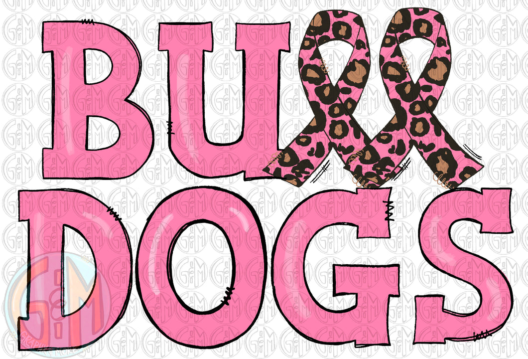 Bulldogs Breast Cancer PNG | Sublimation Design | Hand Drawn