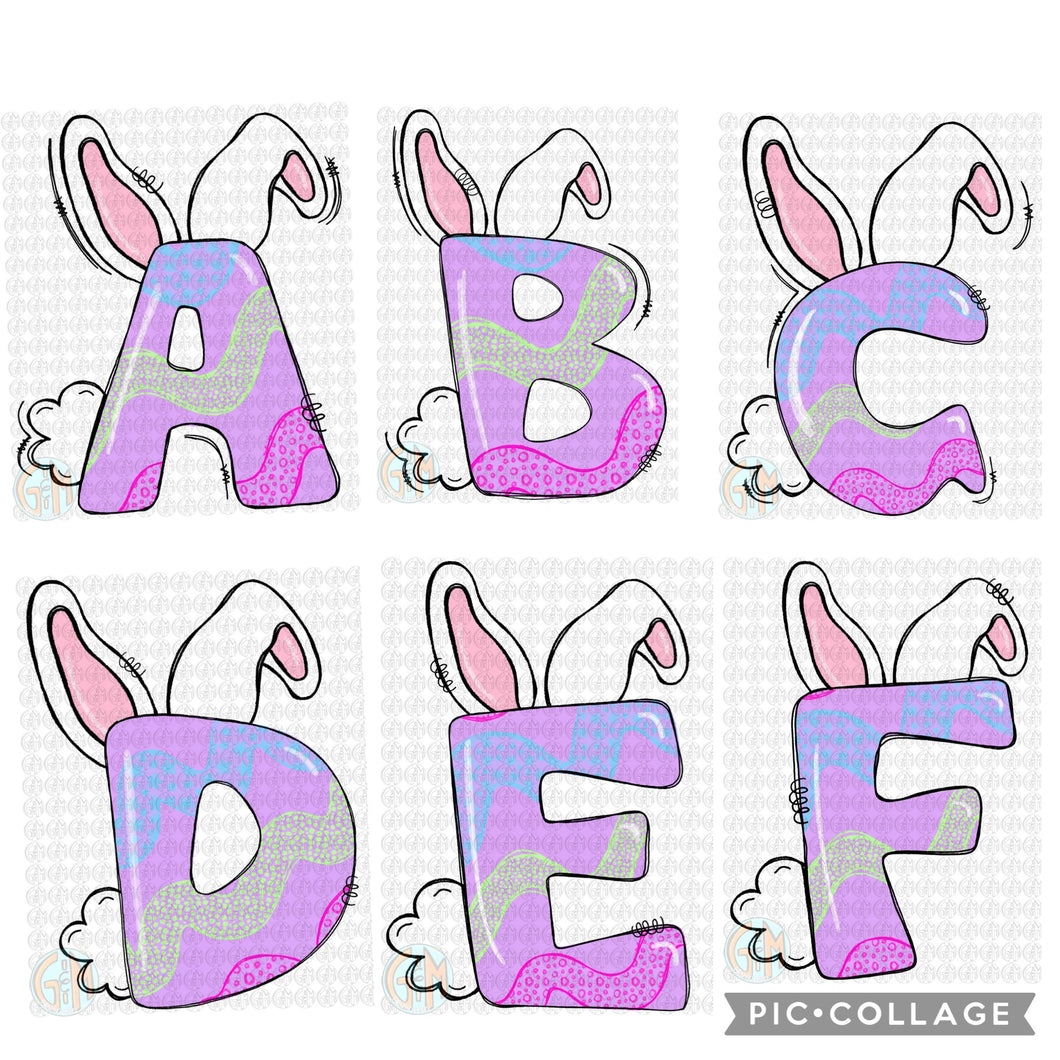 Bunny Alpha Pack PNG | 26 Capital Letters | Sublimation Design | Hand Drawn