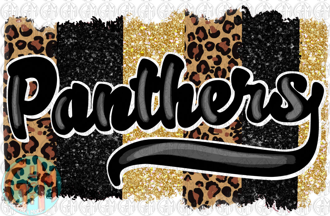 Panther Brushstroke PNG | Sublimation Design | Hand Drawn