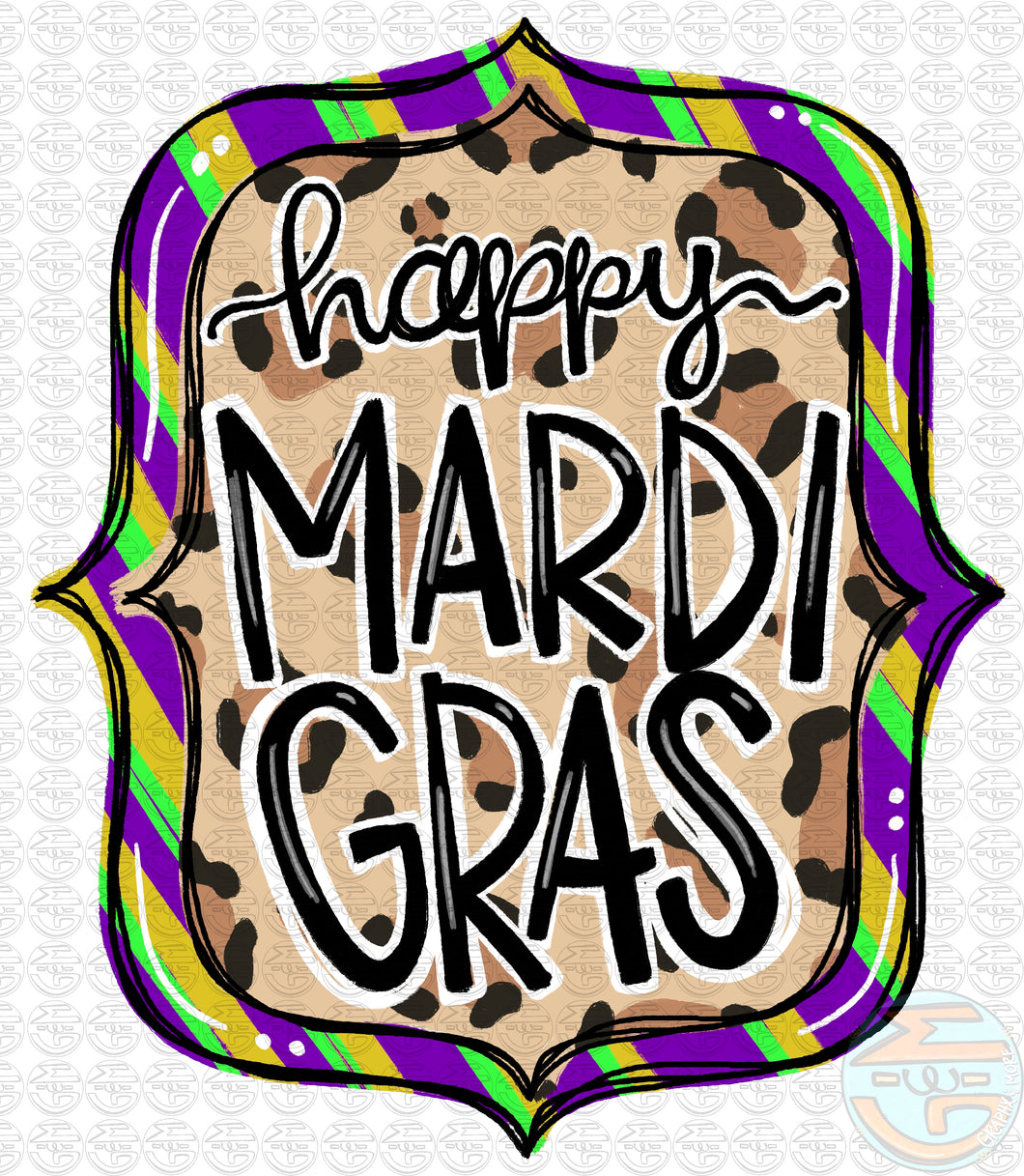 Happy Mardi Gras PNG | Hand Drawn | Sublimation Design